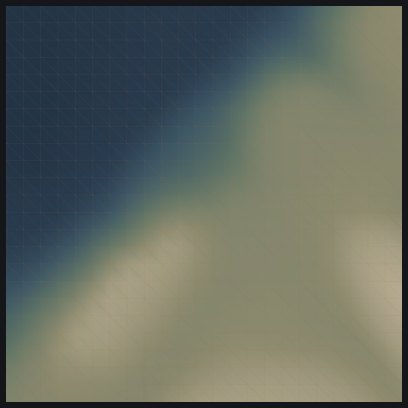 The surface colored by elevation.